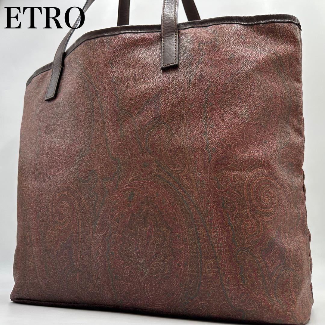 未使用に近い ETRO 2wayバッグ ペイズリー ブラウン系マルチ-