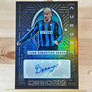 199枚限定 フアン・セバスティアン・ベロン 2022-23 Panini Obsidian JUAN SEBASTIAN VERON 148/199 Auto Inter Milan 直筆サインカード