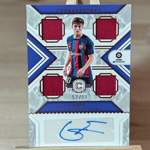 59枚限定 ガビ 2022-23 Panini Chronicles Soccer Cornerstones Gavi Jersey Auto 57/59 FCバルセロナ 直筆サインカード