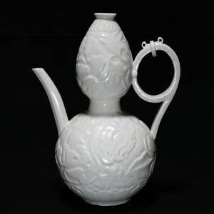 中国美術 古玩 宋代 青白磁 影青 瓢形水注 瓢形瓶 古陶器 花瓶 茶道具 花生 飾り 花器 インテリア 置物 高さ29.5cm