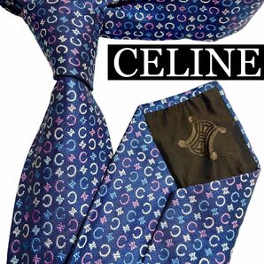 【美品】CELINEセリーヌ　マカダム柄　C柄　総柄　イタリア製　シルクネクタイ
