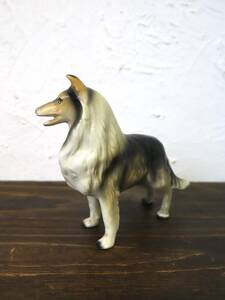 ビンテージ 陶器ドッグオブジェ インテリア アンティーク 置物 犬 動物 古い 茶色 グレー アメリカ ヴィンテージ ディスプレイ 雑貨