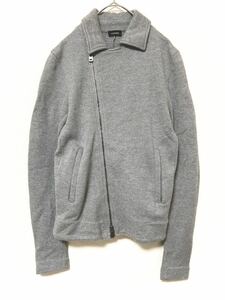 ジルサンダー　JIL SANDER スウェット　ダブル　ライダース　ジャケット　ニット　メンズ　ブルゾン コットン　グレー　ジップアップ　44