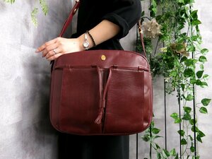 ●超美品●Cartier カルティエ●マスト●トリニティ金具●カーフ レザー 本革●ショルダー バッグ●ボルドー●ヴィンテージ●B5●Js41220