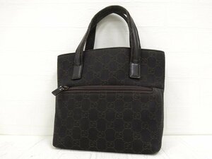 ◆美品◆GUCCI グッチ◆GGデニム カーフ レザー 本革◆ミニ ハンド トート バッグ◆ダークブラウン◆イタリア製◆腕掛け◆A2948