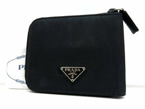 ◆美品◆PRADA プラダ◆メンズ◆ナイロン ラム レザー 本革◆ラウンドファスナー二つ折り財布◆ブラック シルバー金具◆イタリア製◆A2921