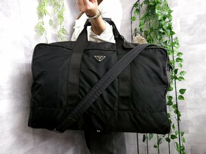 超美品●PRADA プラダ●ポコノ ナイロン サフィアーノ レザー 本革●2way ショルダー ボストン バッグ●黒●SV金具●ヴィンテージ●Js41232