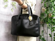 ●超美品●Christian Dior クリスチャン・ディオール●カーフ レザー 本革●ゴールド金具ロゴ● ハンド バッグ●黒●腕掛け●A4●Js41509_画像1