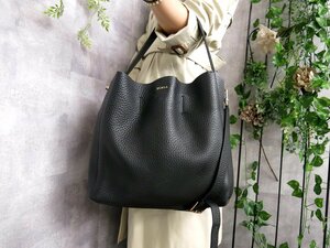 ●超美品●FURLA フルラ●カプリッチョ ホーボー●レザー 本革●2way ショルダー バッグ●黒●斜め掛け●A4 収納●書類 かばん●Js41506