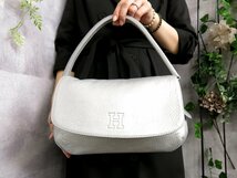 ●超美品●HIROFU ヒロフ●ロゴ型押し●カーフ レザー 本革●ショルダー ハンド バッグ●シルバー●シルバー金具●肩掛け●かばん●Js41611_画像2