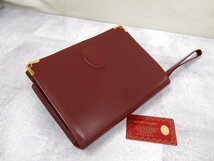 ●超美品●Cartier カルティエ●マスト●カーフ レザー 本革●ハンド セカンド クラッチ バッグ●ボルドー●ゴールド金具●Js41423_画像4