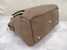 ●超美品●Anya Hindmarch アニヤハインドマーチ●カーフ レザー 本革●2way ハンド バッグ●茶 黒●ゴールド金具●斜め掛け●Js41427_画像7