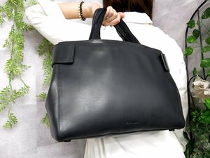 ●超美品●PRADA プラダ●メンズ●ロゴ型押し●カーフ レザー 本革●トート バッグ●ダークネイビー●A4 収納●書類 かばん●Js41454