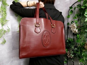 ●超美品●Cartier カルティエ●メンズ●マスト●カーフ レザー 本革●ビジネス バッグ●ボルドー●G金具●ヴィンテージ●A4 収納●Js41832