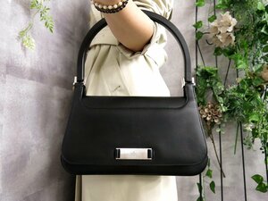 超美品●GUCCI グッチ●ロゴ型押し●カーフ レザー 本革●ワンショルダー ハンド バッグ●黒●シルバー金具●イタリア製●肩掛け●Js41793