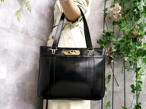 ●超美品●CELINE セリーヌ●馬車金具●カーフ レザー 本革●トート バッグ●黒●G金具●肩掛け●ヴィンテージ●B5 収納 かばん●Js41774