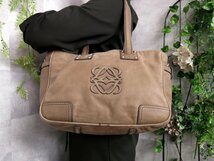 ●超美品●LOEWE ロエベ●アナグラム●ヌバック レザー 本革●ショルダー トート バッグ●ブラウン●G金具●肩掛け●B5 書類●Js41816_画像2