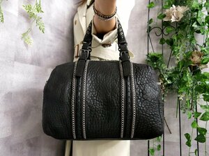 ●超美品●BOTTEGA VENETA ボッテガ ヴェネタ●イントレチャート●ディアスキン レザー 本革●ミニ ボストン ハンド バッグ●黒●Js41969