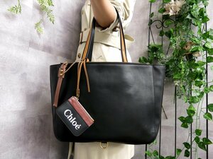 ●超美品●Chloe クロエ●SAM サム●ロゴ型押し●カーフ レザー 本革●トート バッグ●黒 キャメル●G金具●肩掛け●A4 書類 収納●Js41960