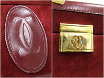 ◆Cartier カルティエ◆マスト◆スエード カーフ レザー 本革◆バニティ バッグ ケース◆ボルドー ゴールド金具◆ヴィンテージ◆A3144_画像8