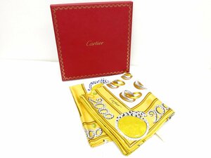 ◆未使用◆Cartier カルティエ◆スカーフ ストール◆パンテール ジュエリー アニマル 2000◆シルク◆イエロー ホワイト◆A3122