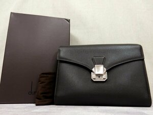 ●超美品●新品同様●dunhill ダンヒル●メンズ●ロゴ型押し●レザー 本革●セカンド クラッチ バッグ●こげ茶●SV金具●かばん●Js41955