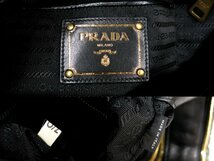 ●超美品●PRADA プラダ●ギャザー●カーフ レザー 本革●2way トート バッグ●黒 モスグリーン●G金具●肩掛け●B5 収納 かばん●Js42017_画像9