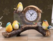 今季新作　 新入荷 木目調 小鳥 置時計 アンティーク 静か 置時計 レトロ 置物 樹脂工芸品 雑貨 インテリア プレゼント ギフト ヴィン_画像2