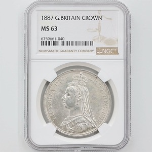 1887 英国 ヴィクトリア女王 ジュビリーヘッド 1クラウン 銀貨 未使用 NGC MS 63 未使用品