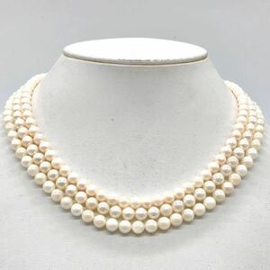 ■アコヤ本真ネックレス3点おまとめ■n 約70.5g 約5.5~6.5mm あこや ベビー パール pearl necklace jewelry accessory silver DE0