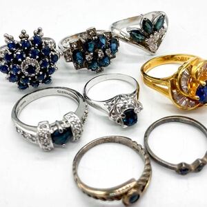 ■サファイアリング8点おまとめ■n 重量約28.0g 宝石 sapphire Sapphire コランダム accessory jewelry 指輪 ring silver 925 CE0