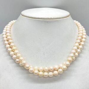 ■アコヤ本真珠ネックレス2点おまとめ■n 約67.0g 約7.0mm あこや パール pearl necklace jewelry accessory silver DC0