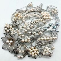 ■アコヤ本真珠ブローチ16点おまとめ■n 約180.0g あこや 真珠 バロック ベビー パール pearl broach accessory jewelry silver CE0_画像2