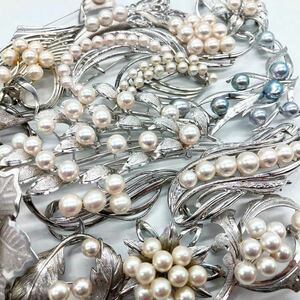 ■アコヤ本真珠ブローチ16点おまとめ■n 約180.0g あこや 真珠 バロック ベビー パール pearl broach accessory jewelry silver CE0