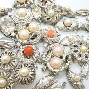 ■クラスプ30点おまとめ■n 約62g 真珠 ベビー パール pearl 珊瑚 留め具 パーツ necklace jewelry accessory silver CE0