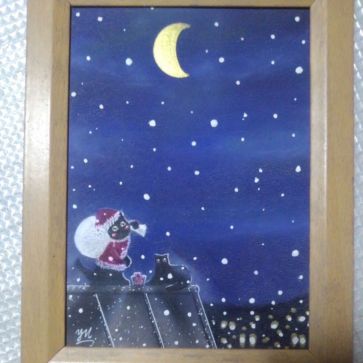 [Anonymous delivery] Painting White Christmas 2L size with frame., artwork, painting, pastel painting, crayon drawing