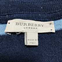 BURBERRY　バーバリー　ニットセーター トップス Ｌ　ボーダー　Vネック ウール　100％　中古_画像3