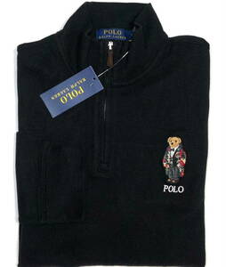 【新品】ラルフローレン ■ ポロベア リブニットプルオーバー ■ メンズ L / US M ■ クォータージップ ブラック POLO RALPH 正規品 