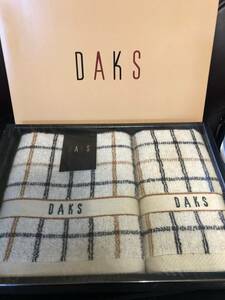 ★未使用保管品　DAKS　フェイスタオル+ウォッシュタオル　2枚セット　日本製今治産　箱無し発送送料370円★