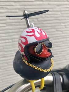 【黒　炎】アヒル隊長　車　自転車　バイク　飾り　プロペラ ヘルメット　騎乗パートナー