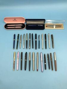 OK7733○万年筆 29本 ボールペン 1本 まとめ 筆記用具 PARKER//Plaisir/SHEAFFER/Dhonneur/F/中細/F-2 等 【未確認】 同梱不可