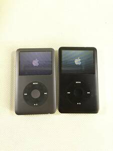 S3091●Apple アップル iPod Classic アイポッド クラシック 2台 まとめ 160GB A1238 グレー ブラック 【ジャンク】 同梱不可 現状品