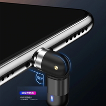 自由 540度回転 パープル Iphone USBケーブル 1m マグネット 磁気 磁石 防塵 着脱式 ワンタッチ簡単接続 ライトニング_画像4