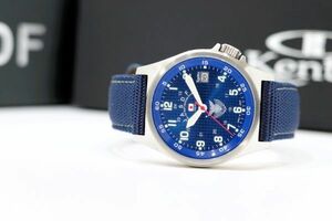 1207　Kentex JASDF QZ　S455M 000723　ケンテックス 航空自衛隊 デイト 全数字 ブルー文字盤 クォーツ メンズ 腕時計 ケース タグ 保