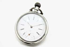 1253　Swiss made Small Second Pocket Watch　　スイス 商館時計 ガレット＆シー カンパニー 琴座印 0.800刻印 銀製 機械式 懐中時計