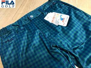 FILA GOLF(フィラゴルフ)秋冬 防寒・防風 ３層ボンディング チェック柄ロングパンツ 788-331Y(ネイビー)８８－９２