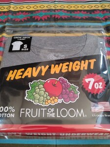 ＊新品 FRUIT OF THE LOOMフルーツ・オブ・ザ・ルーム/クルーネックTシャツ Sサイズ グレー ギャレット正規取扱店