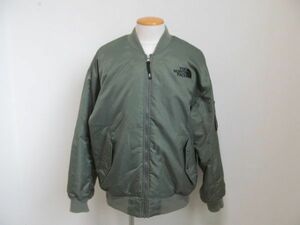 (55147)THE NORTH FACE　ノースフェイス　MA-1　ジャンパー　パディングジャケット　ミリタリー　カーキ　XL/105　USED