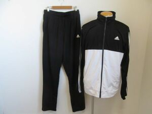 (55160)adidas　アディダス　メンズ　ジャージ　ジャケット　パンツ　上下セット　ブラック　2XO　USED