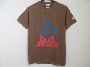 (49980)JERZEES　ジャージーズ　メンズ　プリント　Tシャツ　半袖　ブラウン系　S　USED